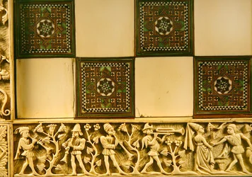 Border of a Chessboard Depicting Musicians in a Garden